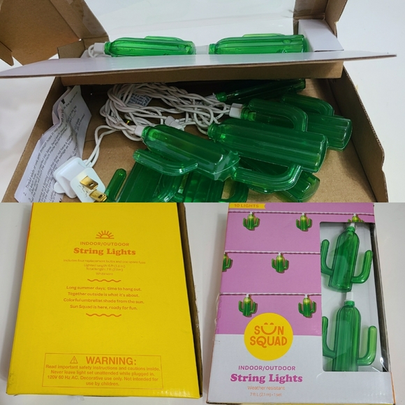 Cactus Decor Set* Lights & Planter* New* - Picture 3 of 4